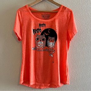 Rocker Girl Halloween Owl Boo Boo Themed Tee Shirt Size XXL